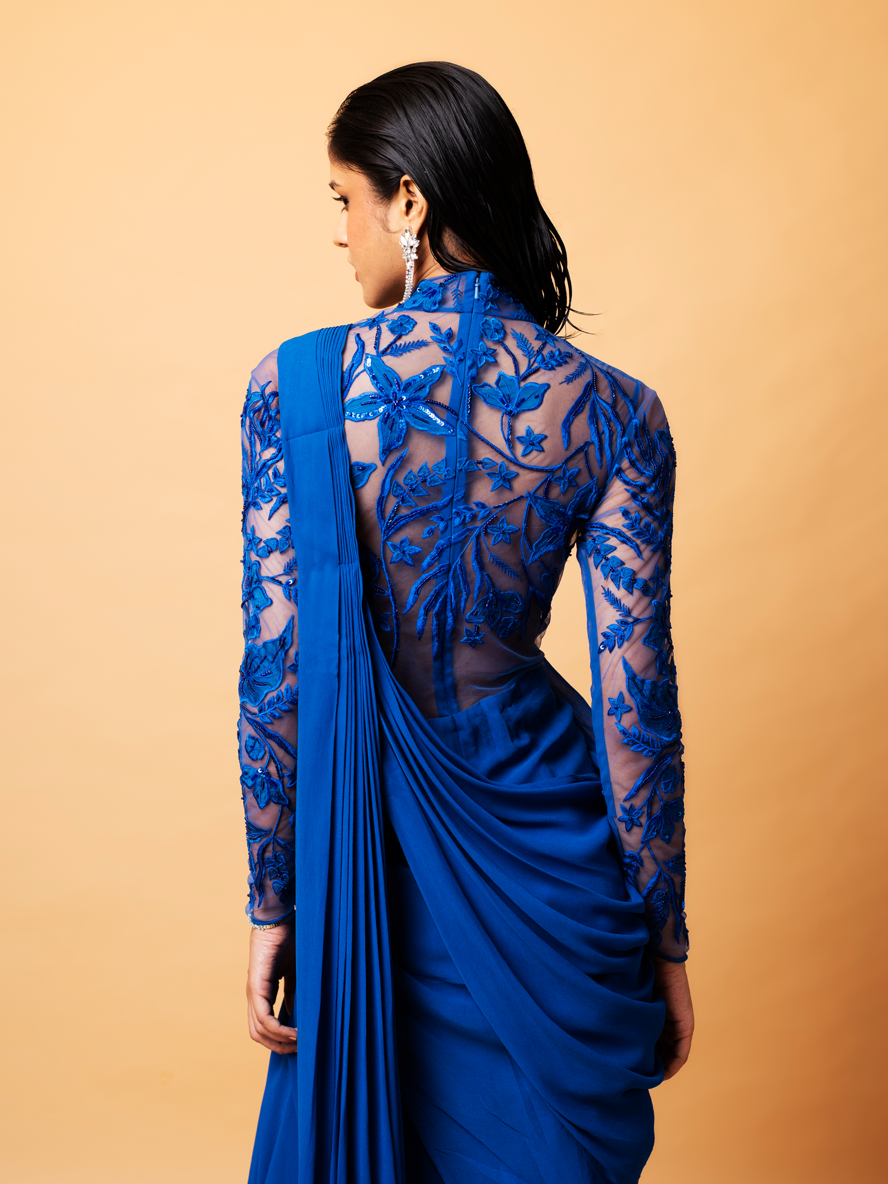 VALE SAREE GOWN (COBALT BLUE)