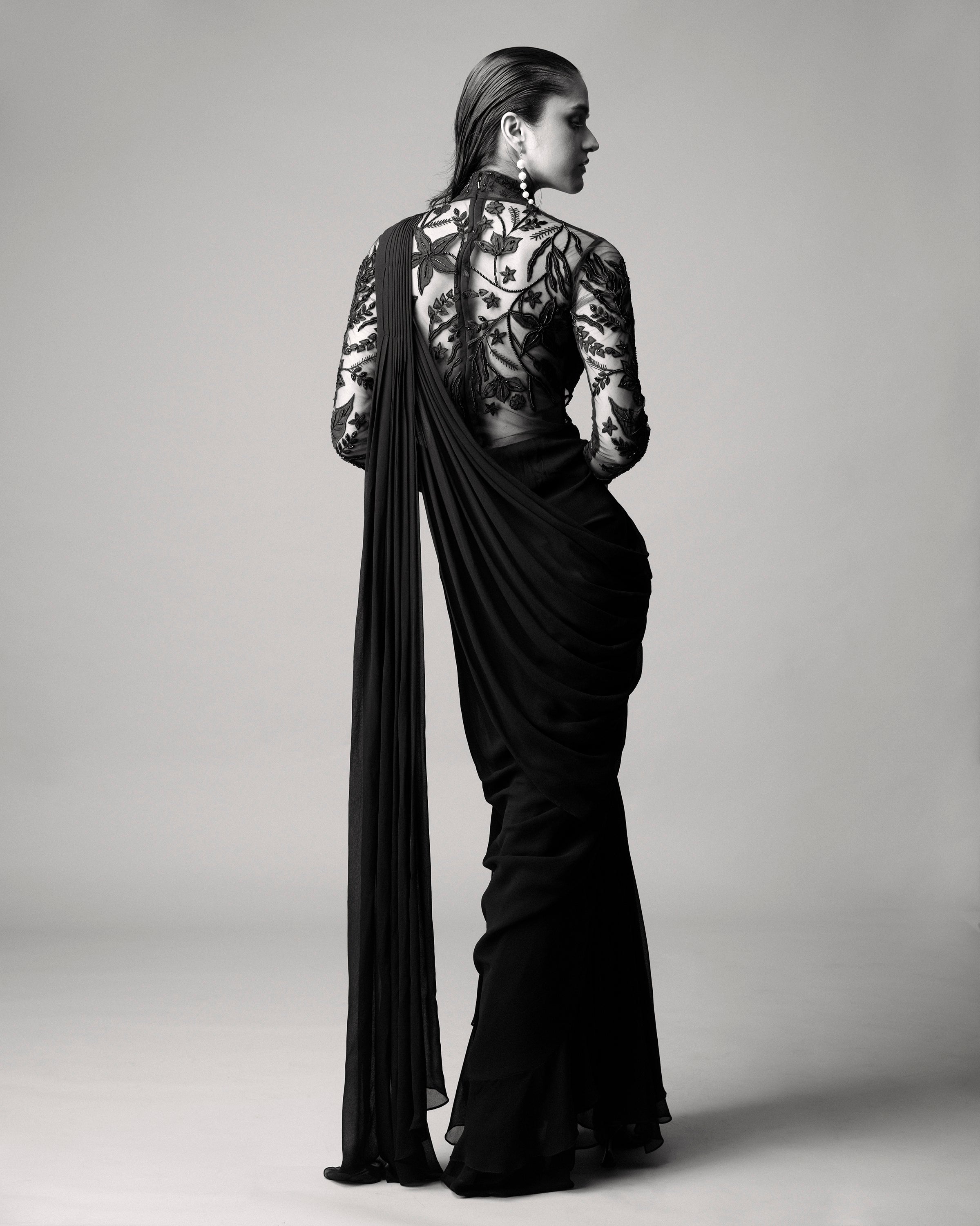 VALE SAREE GOWN (BLACK)