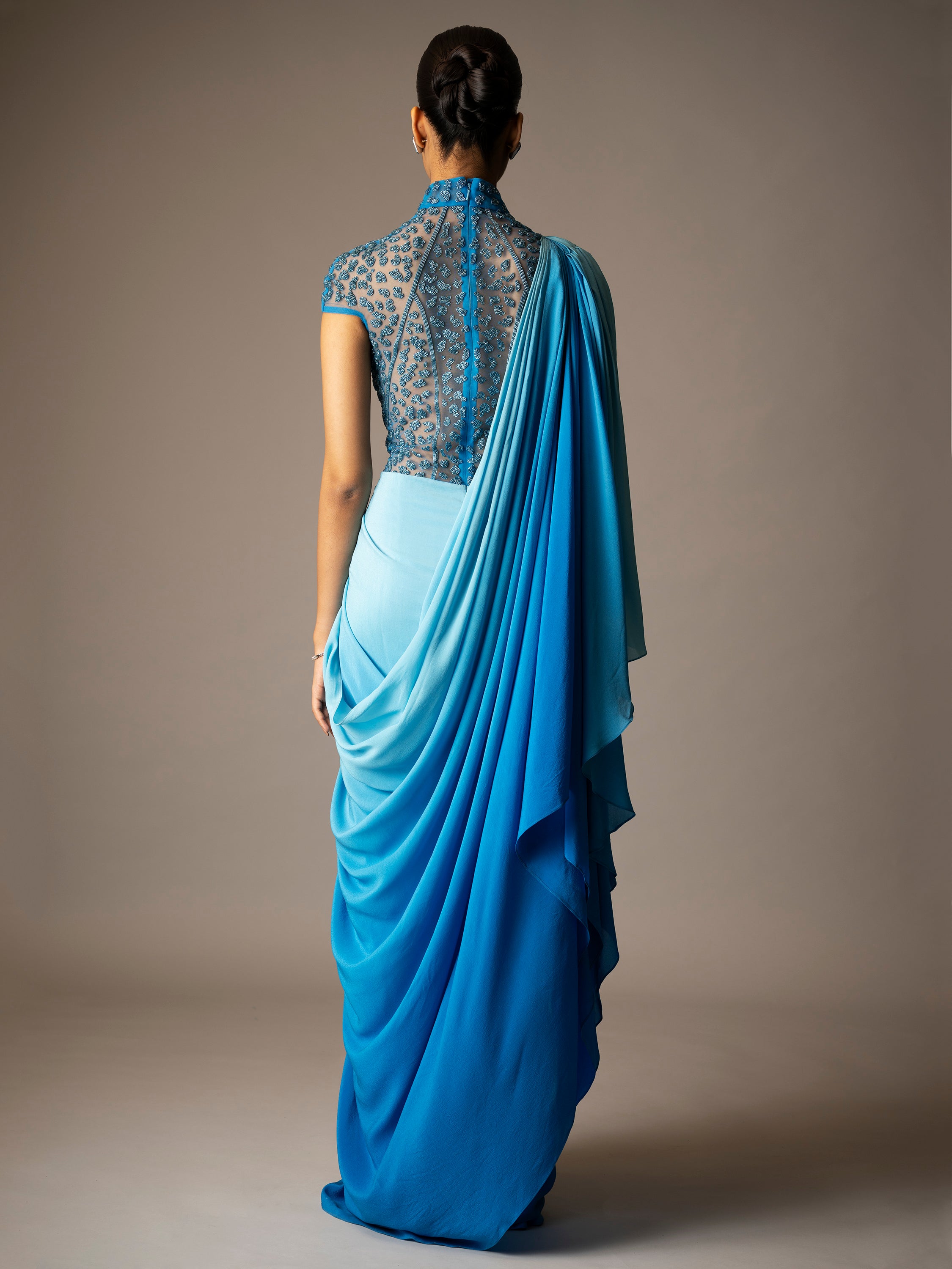 CYAN SAREE GOWN