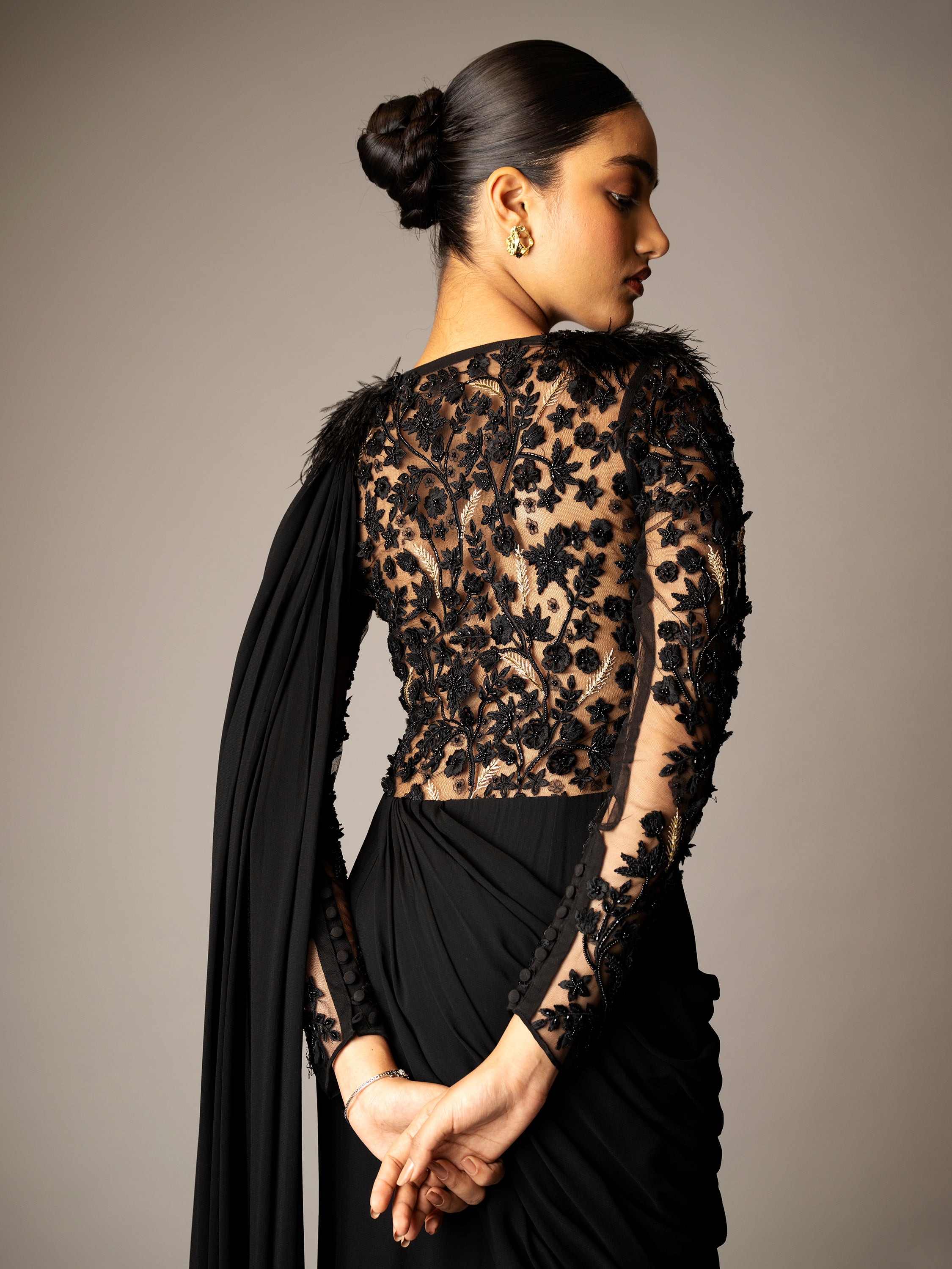 EIRENE SAREE GOWN (BLACK)