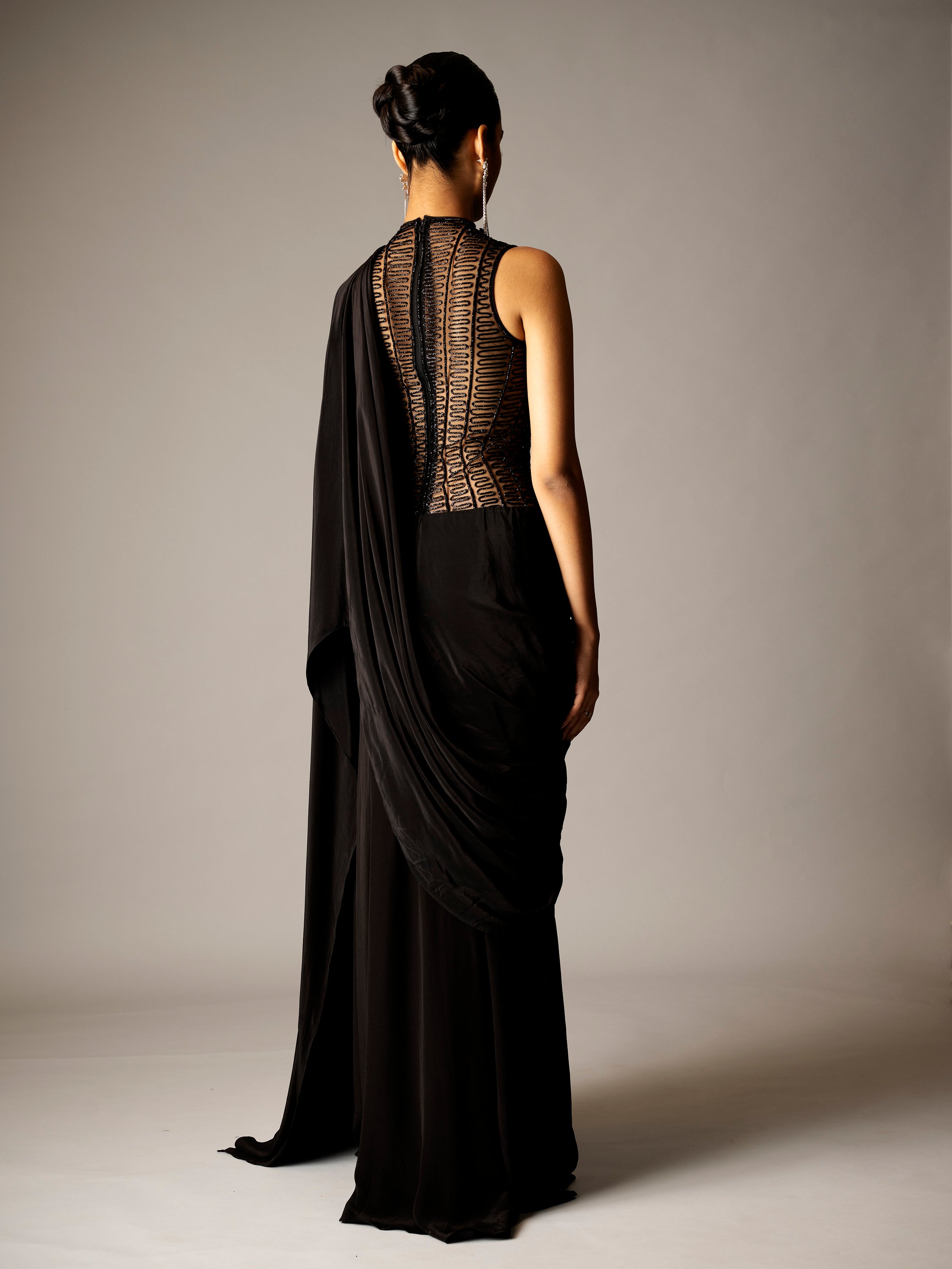 ONYX SAREE GOWN- BLACK