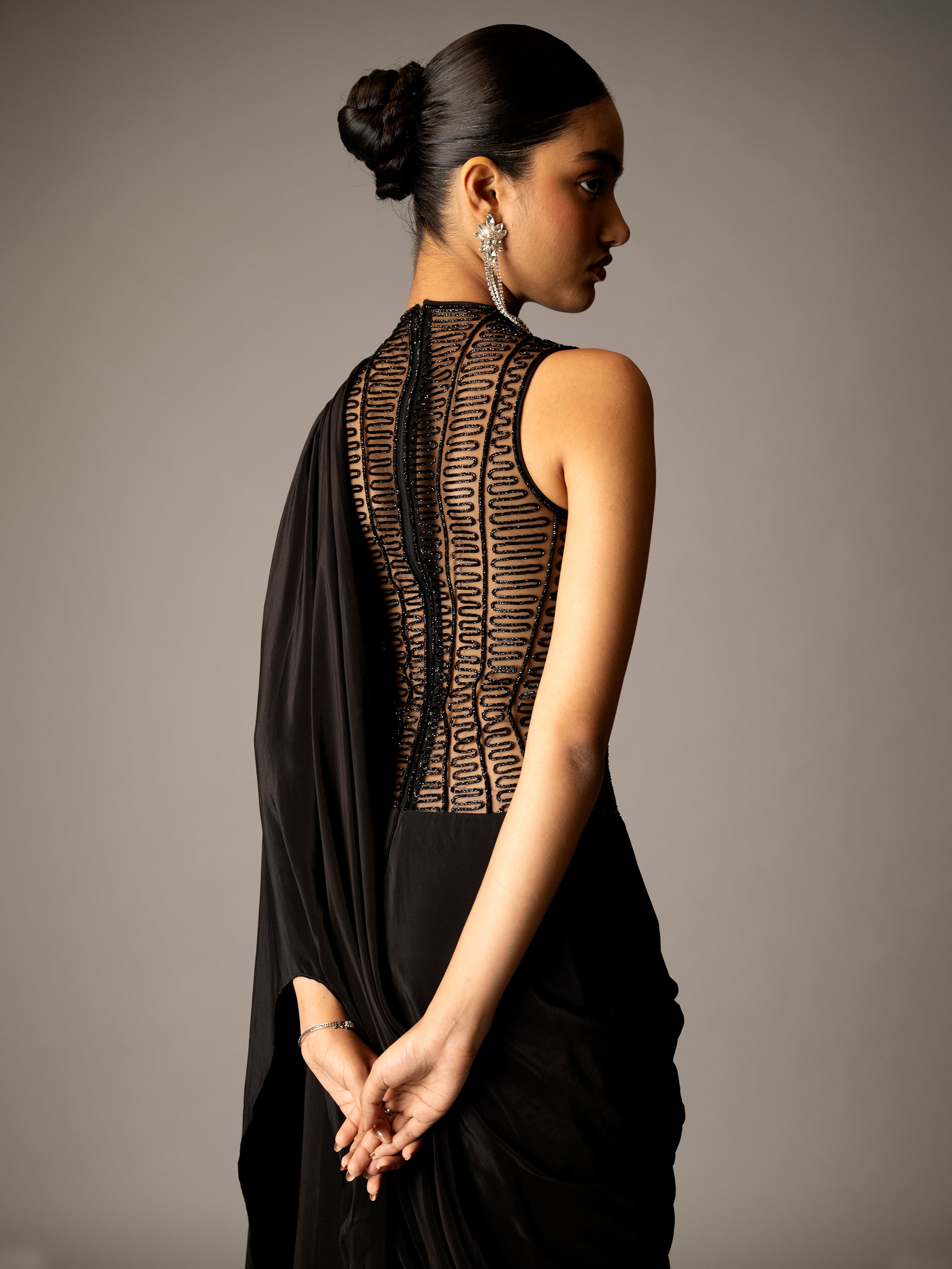 ONYX SAREE GOWN- BLACK