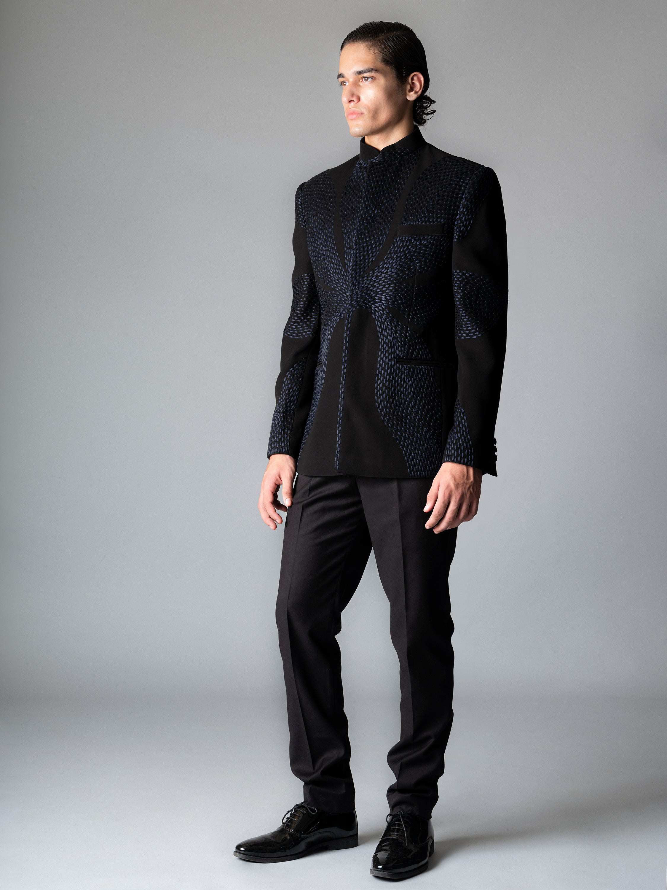 SCARR BANDHGALA SET- CHARCOAL GREY