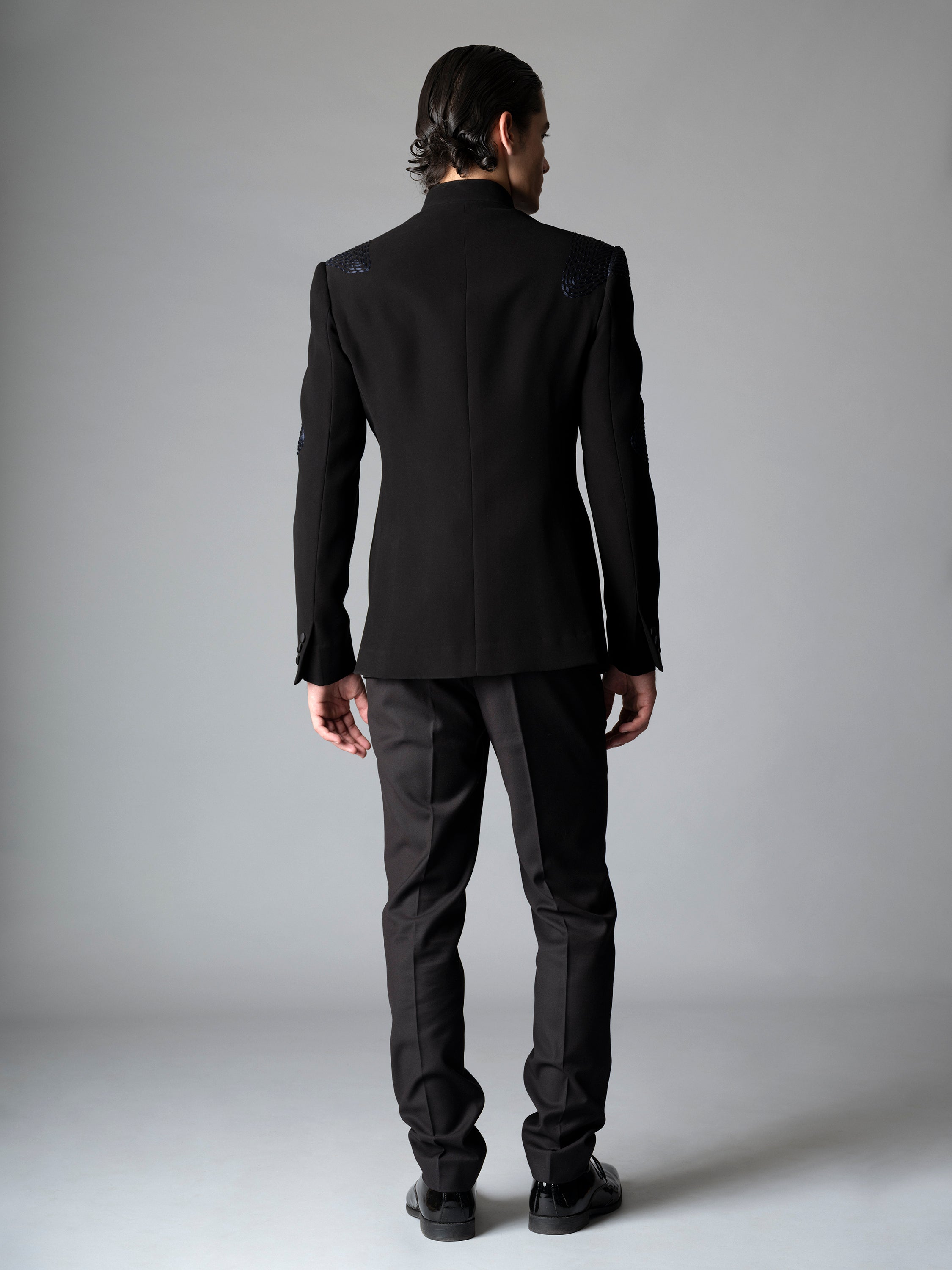 SCARR BANDHGALA SET- CHARCOAL GREY
