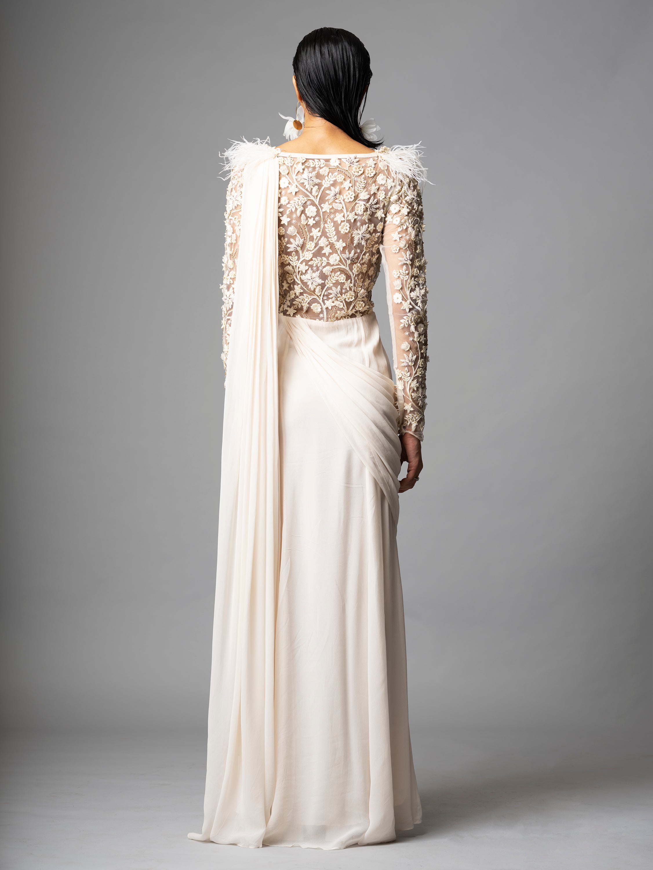 EIRENE SAREE GOWN (IVORY)