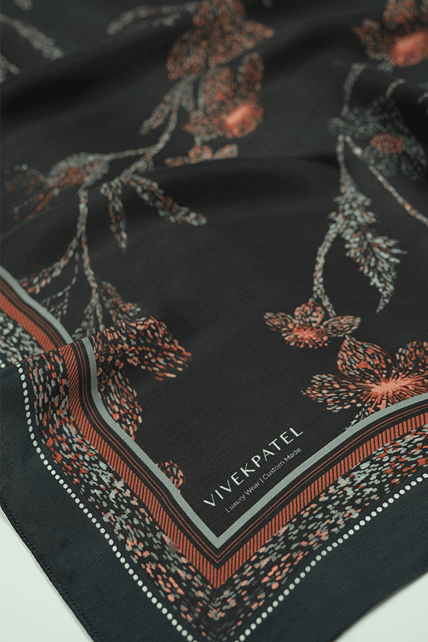 Monet bloom Scarf- Black