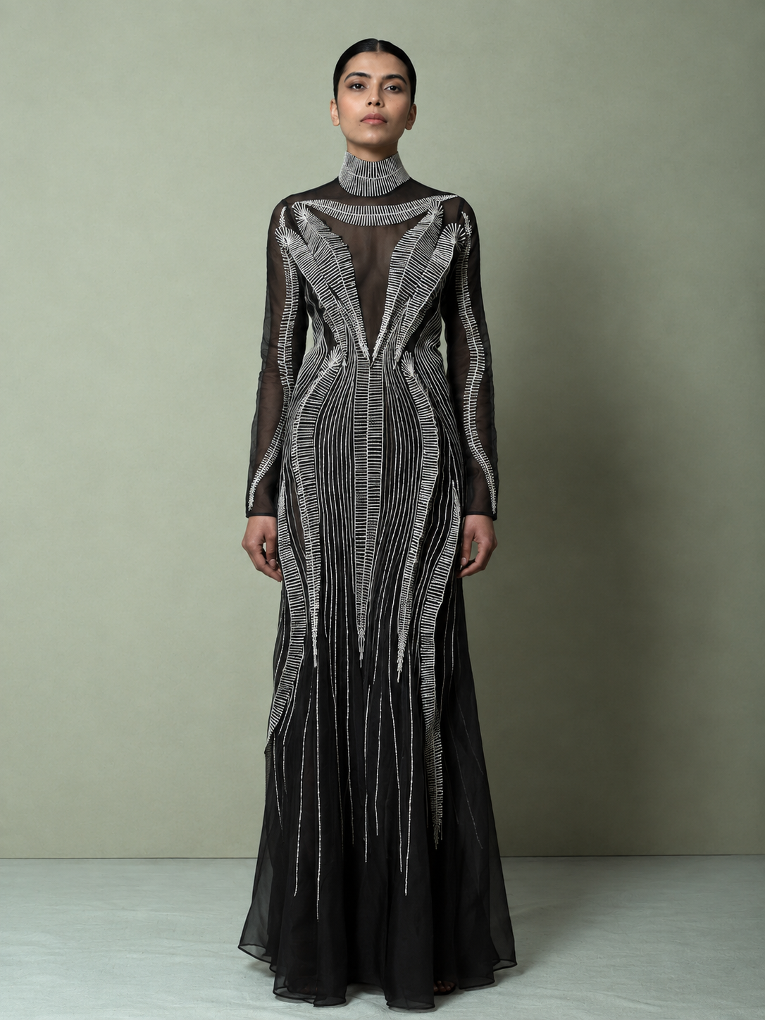 COSMIC TRIBE STATEMENT GOWN- BLACK