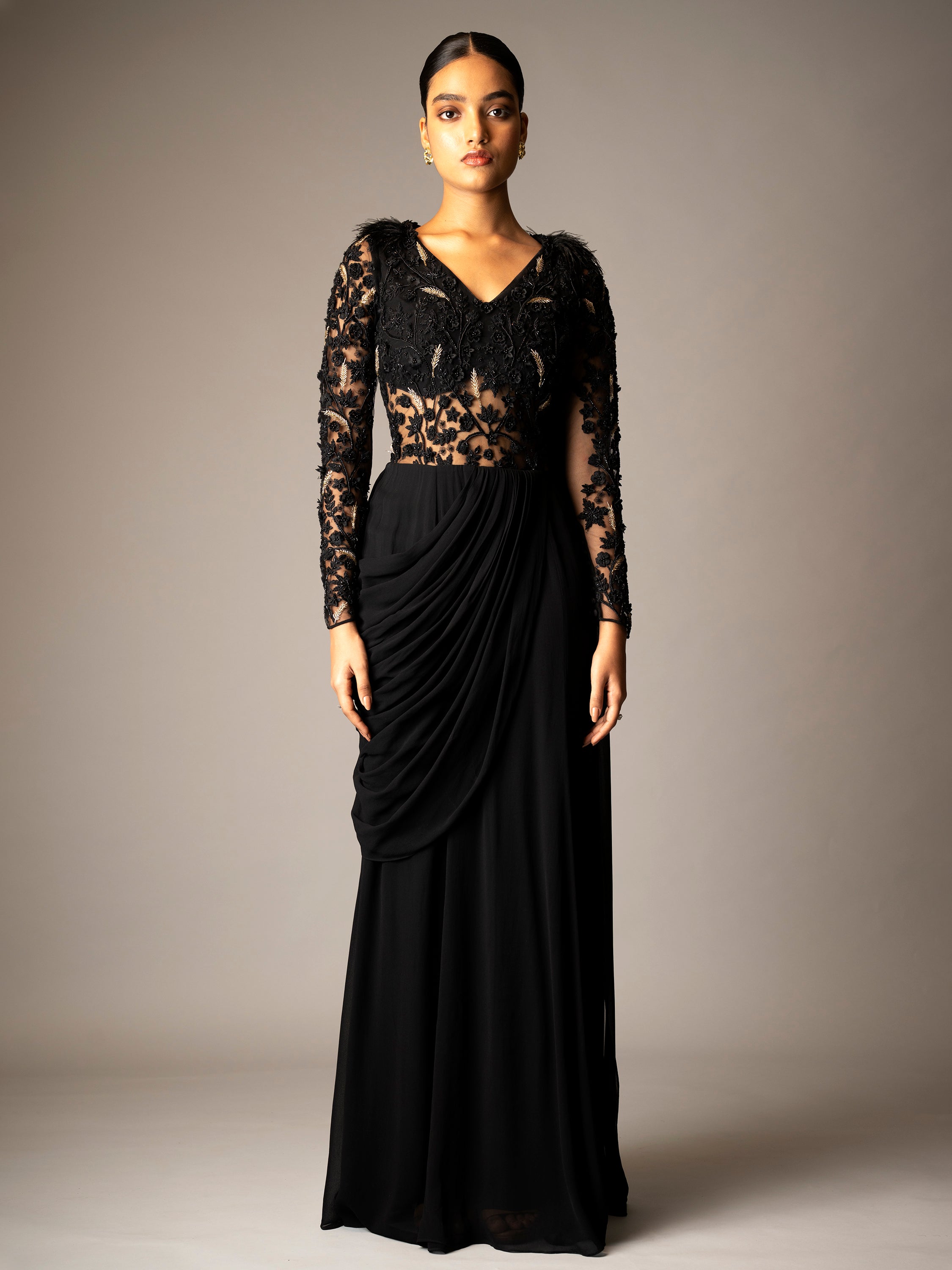 EIRENE SAREE GOWN (BLACK)