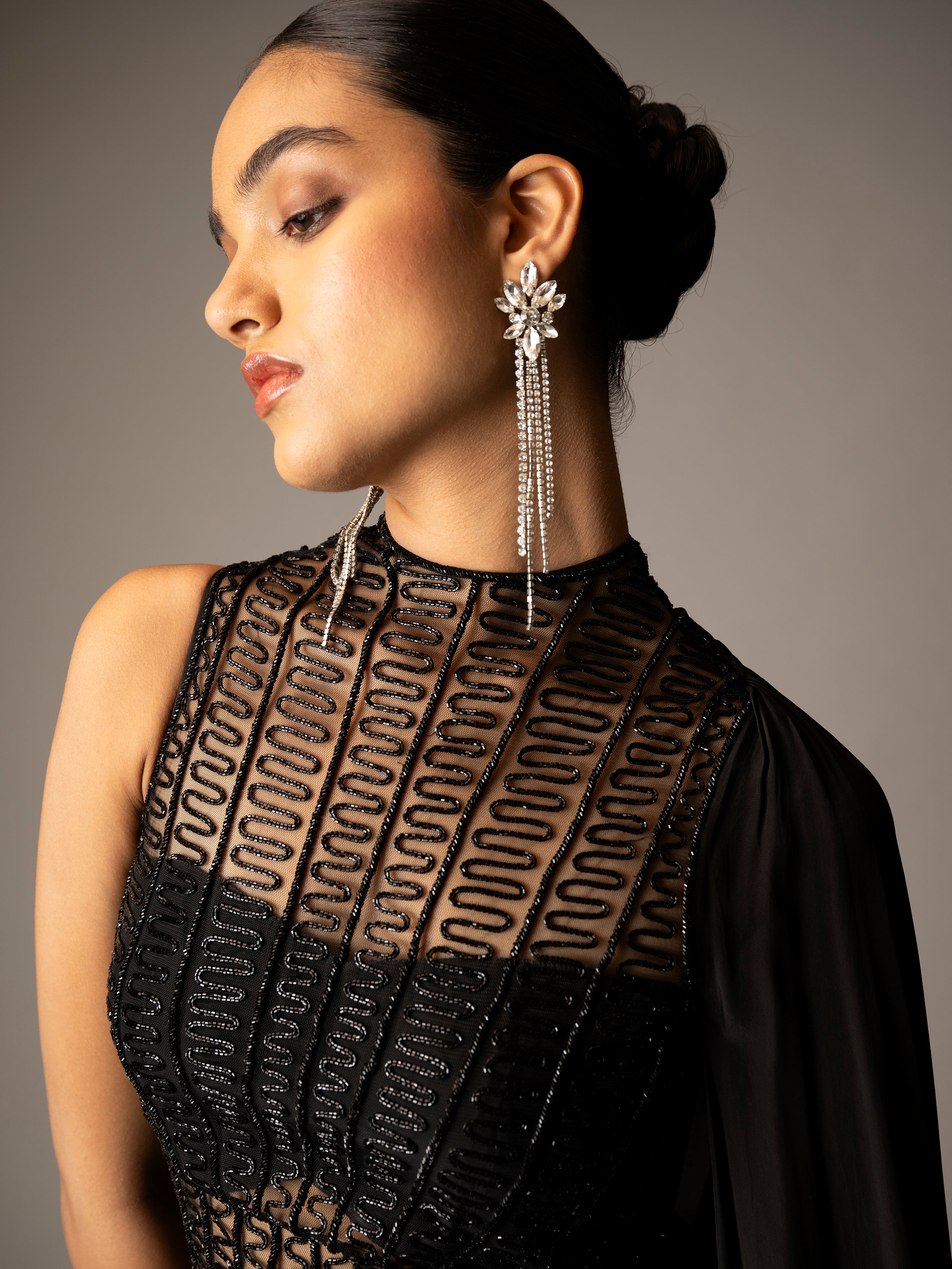 ONYX SAREE GOWN- BLACK