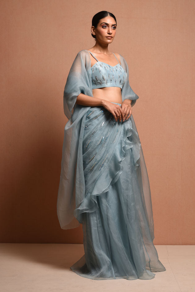 FOLIAGE SAREE GOWN