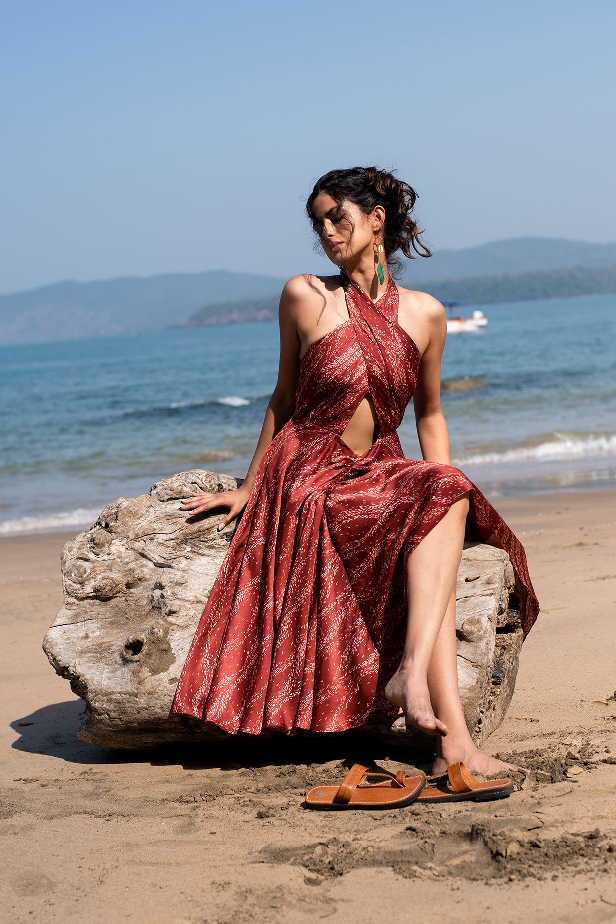 CROSS HALTER DRESS